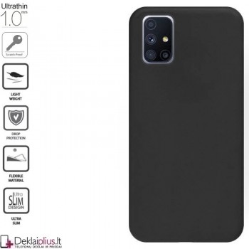 Juodas - 1mm. storio silikoninis dėklas (Samsung M51)